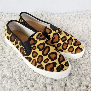 J.Crew Calf Hair Slip On Sneakers Size 10